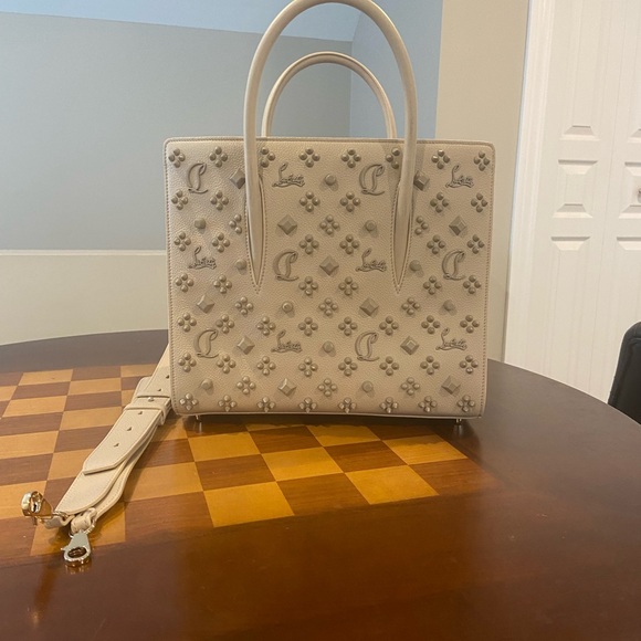 Christian Louboutin Cream Studded Tote Bag - Picture 2 of 4